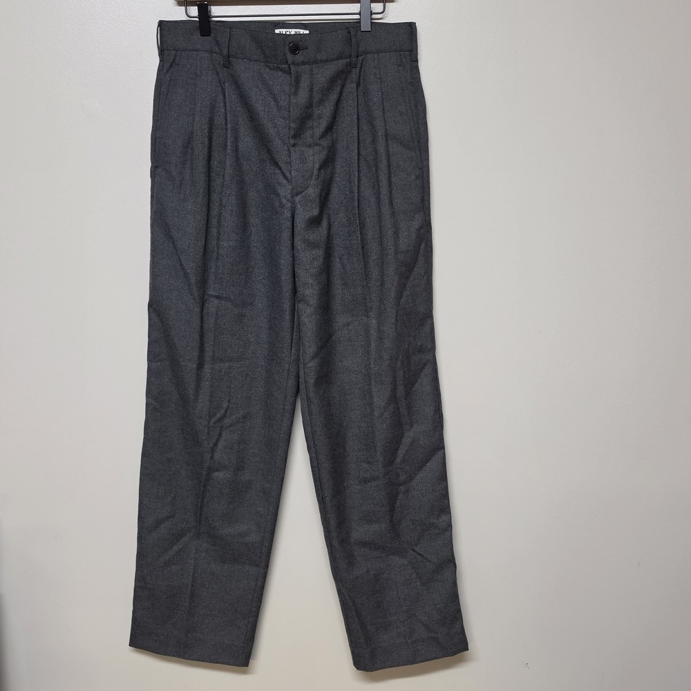 Alex‎ Mill Gray Wool Blend Pleated Trousers Men's Size 32 Wide Leg Dress Pants
